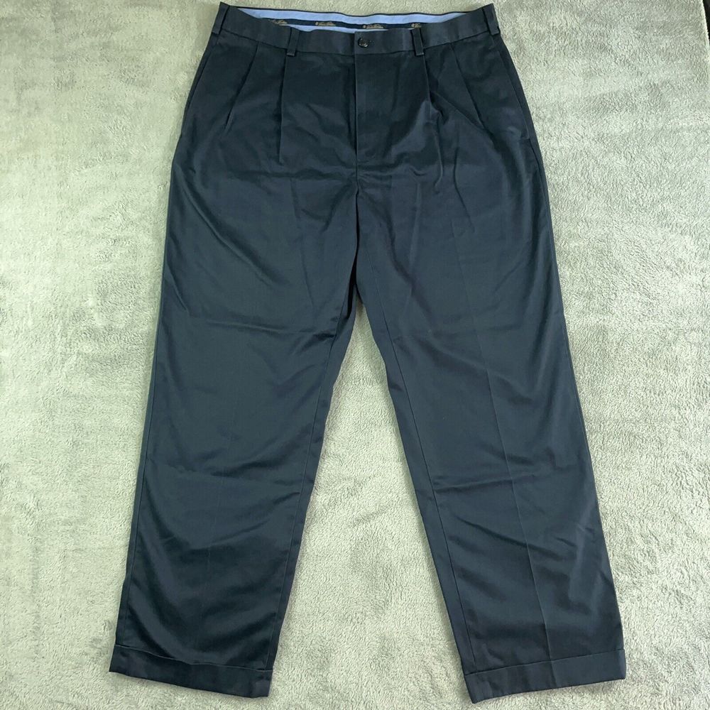 Brooks Brothers Chinos Mens 36 Black Advantage Pleated Elliot Pants 36x29.5